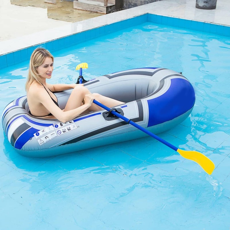 woobles Inflatable Fishing Boat, Inflatable Boat PVC 1-Person Portable Foldable Hard Bottom Fishing Drift Raft Kayak with Inflator Peddles, Inflatable Boat - Image 5